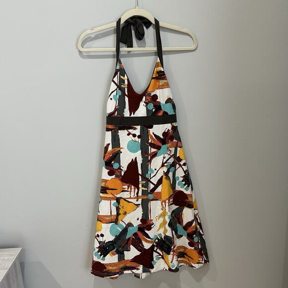 Patagonia S Iliana Halter Dress Built In Bra Organic Cotton Artsy Abstract New - Picture 1 of 7